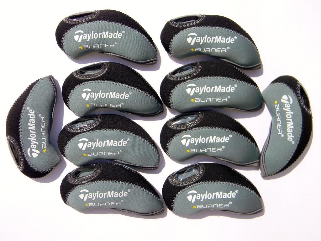 New 10 TaylorMade Burner Iron Covers Black Dark Grey Neoprene Golf