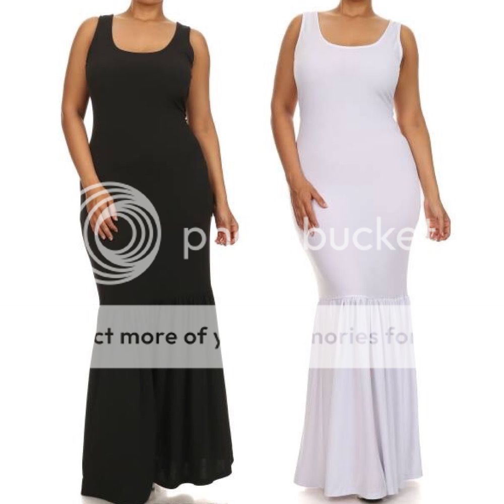 Plus Dress Maxi Gown Mermaid Hourglass Tank Sleeveless 1X 2X 3X Cocktail Women