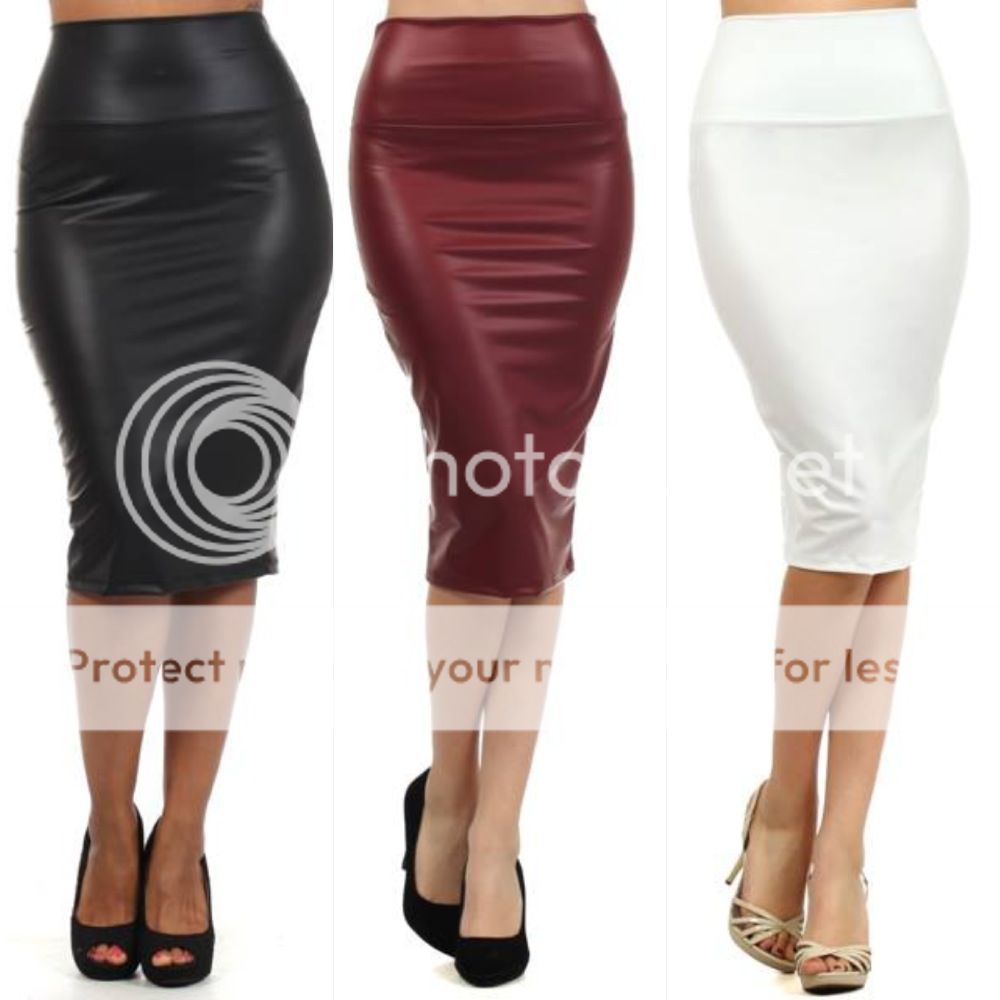 Black Skirt Faux Leather Pencil New Women Sexy High Waist Plus ...