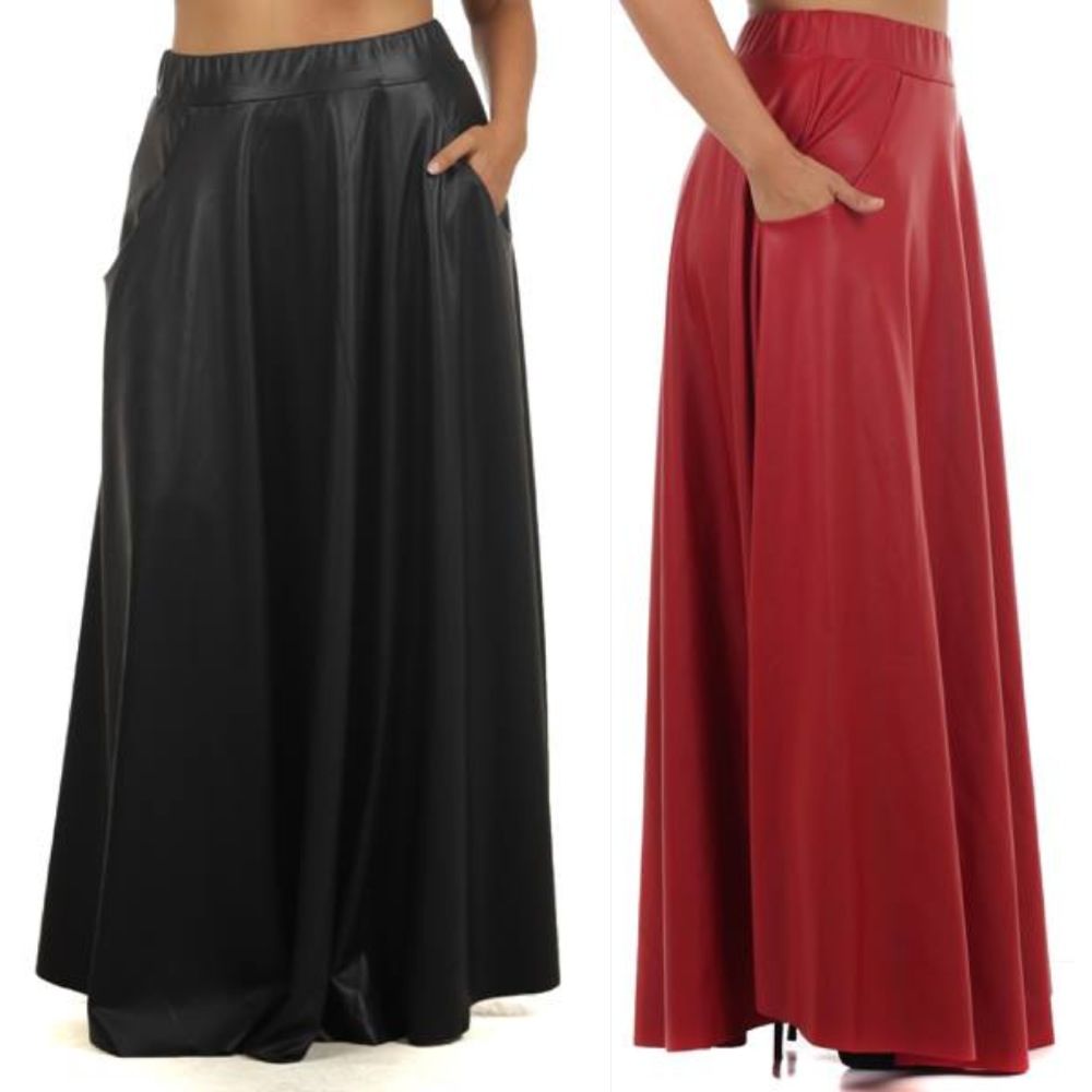 plus size maxi leather skirt